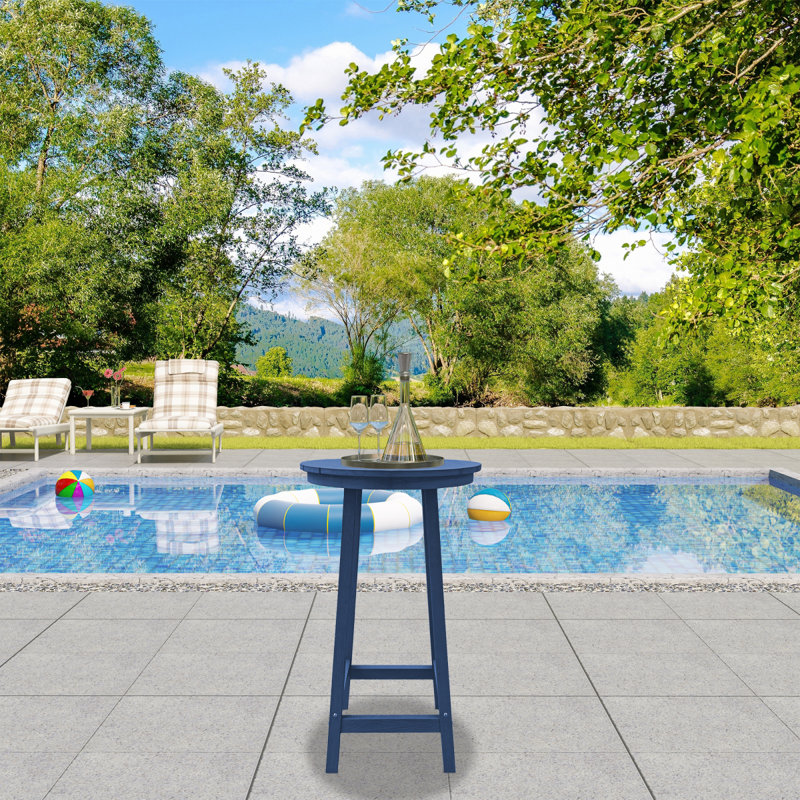 Table de bar de patio, table de bar d'extérieur pour terrasse, piscine (bleu)