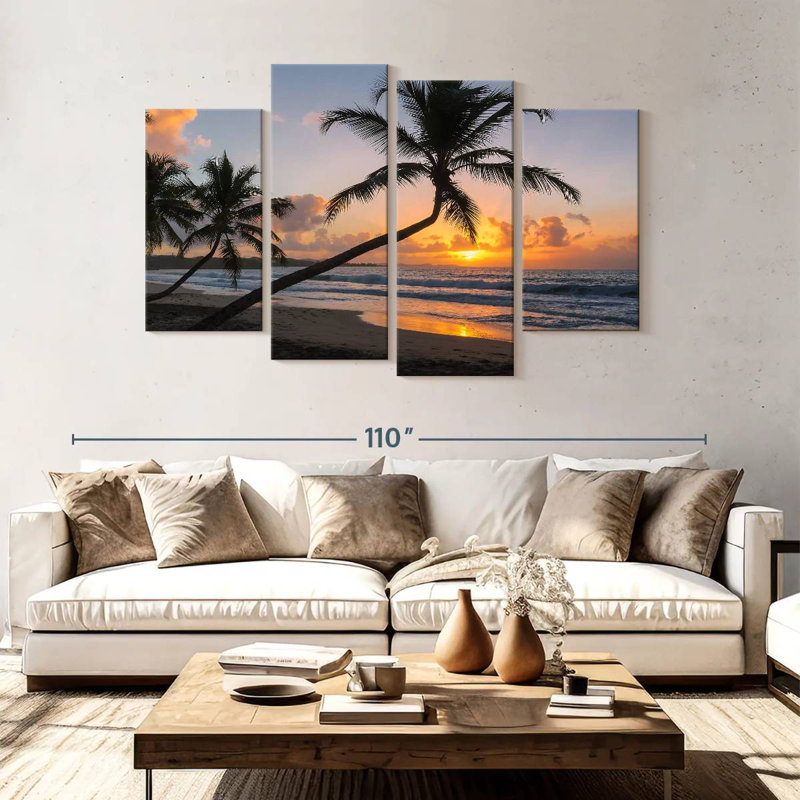 Tropical Island Sunset, 54" H x 84" W