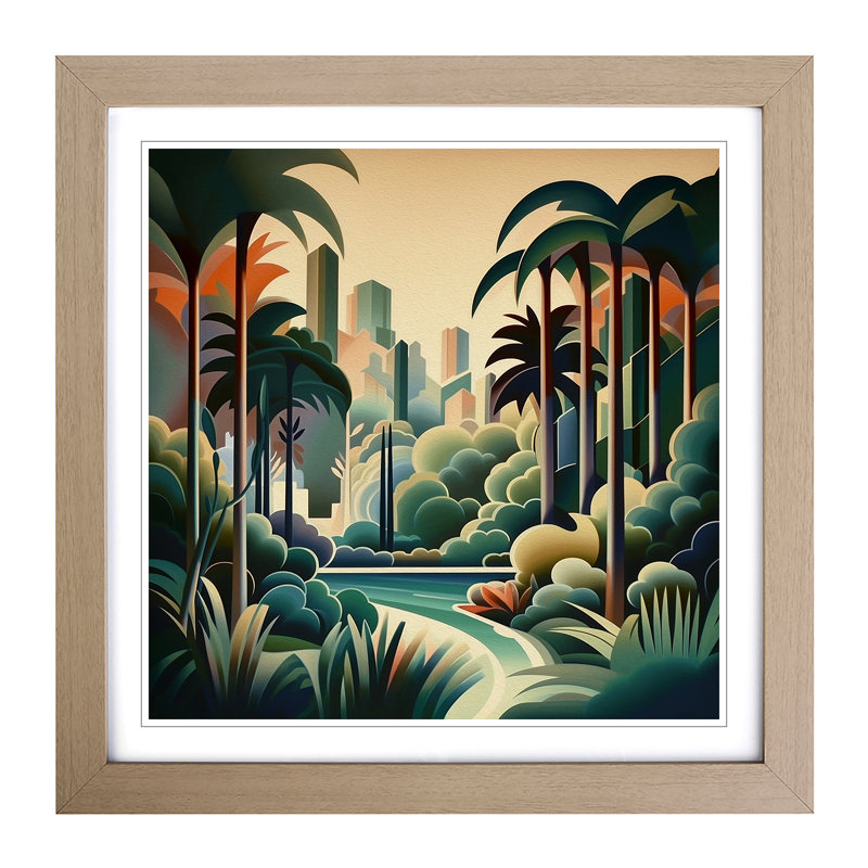Landscape Deco - Single Picture Frame Print, Oak