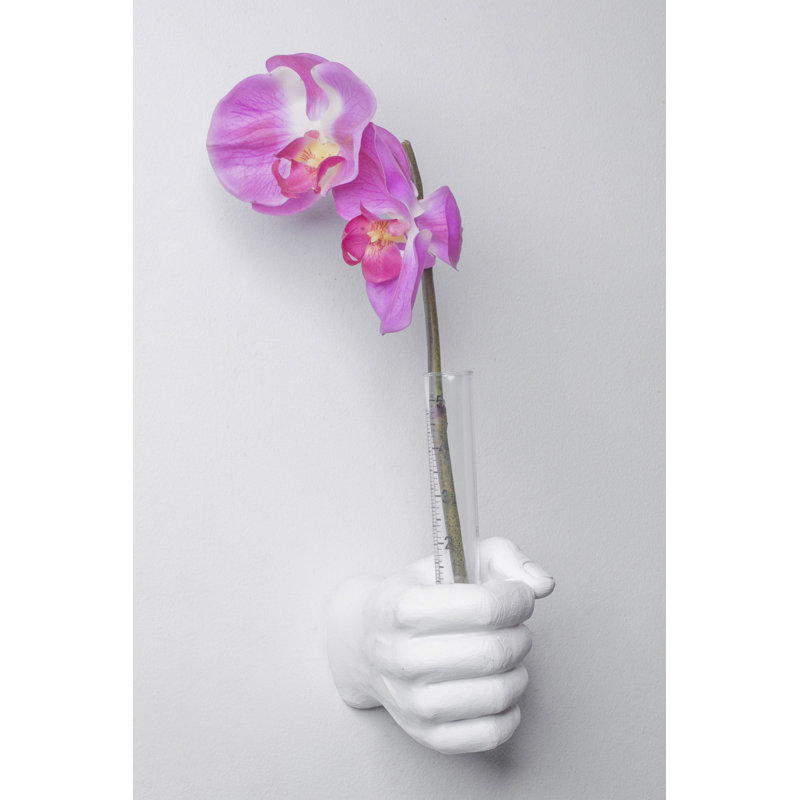 Support mural pour vase Seniha - fleur blanche à la main - 7 po de long