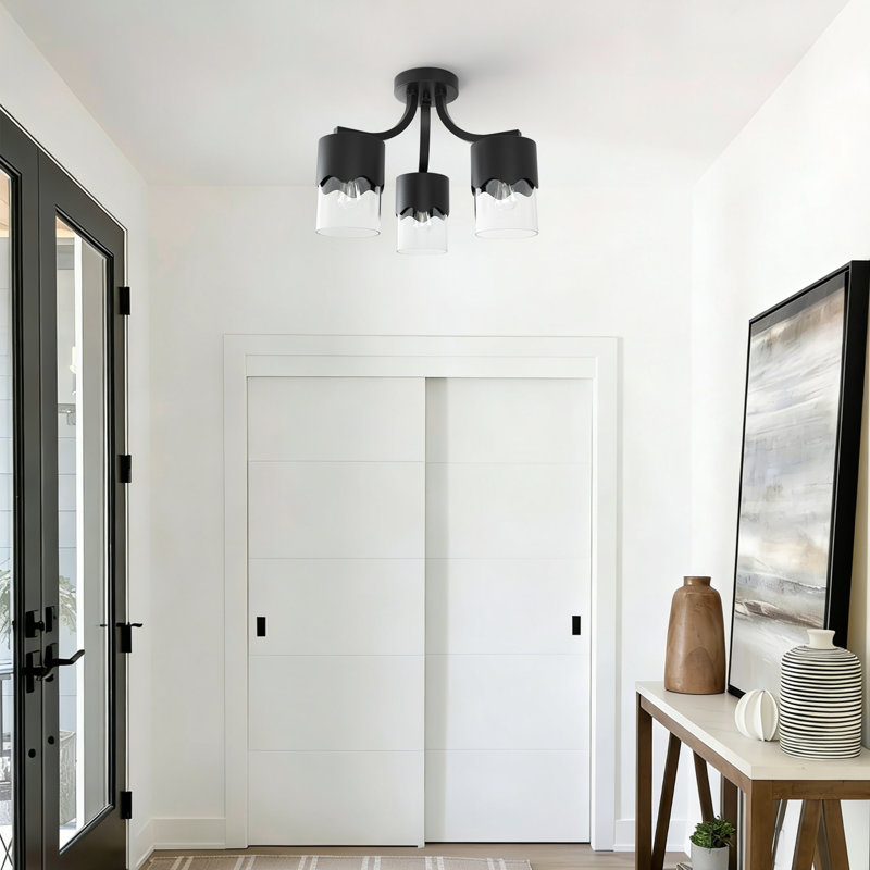 Kailyn 15.75 "- 3 Lights Modern Cluster Matte Black ETL Semi Flush Mount Lighting Fixture For  Hallway/Laundry Room