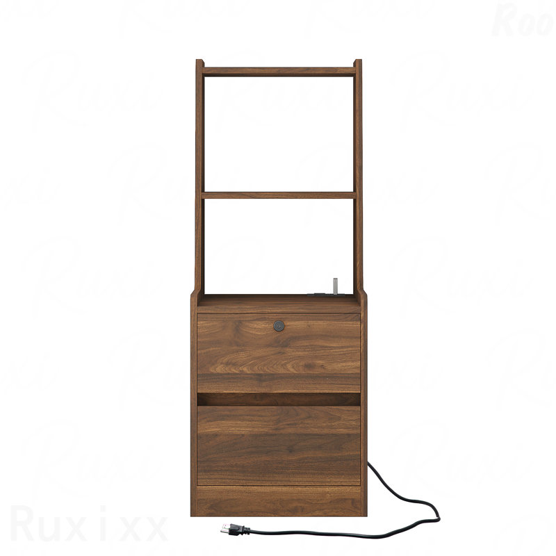 Ensemble de 2 tables de chevet en bois, avec station de charge, veilleuse et armoire de rangement pour bibliothèque