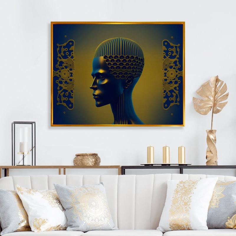 Goddess Geometrics II - reproduction sur toile, H 12 po x l 20 po x P 1 po, Toile avec cadre flottant or