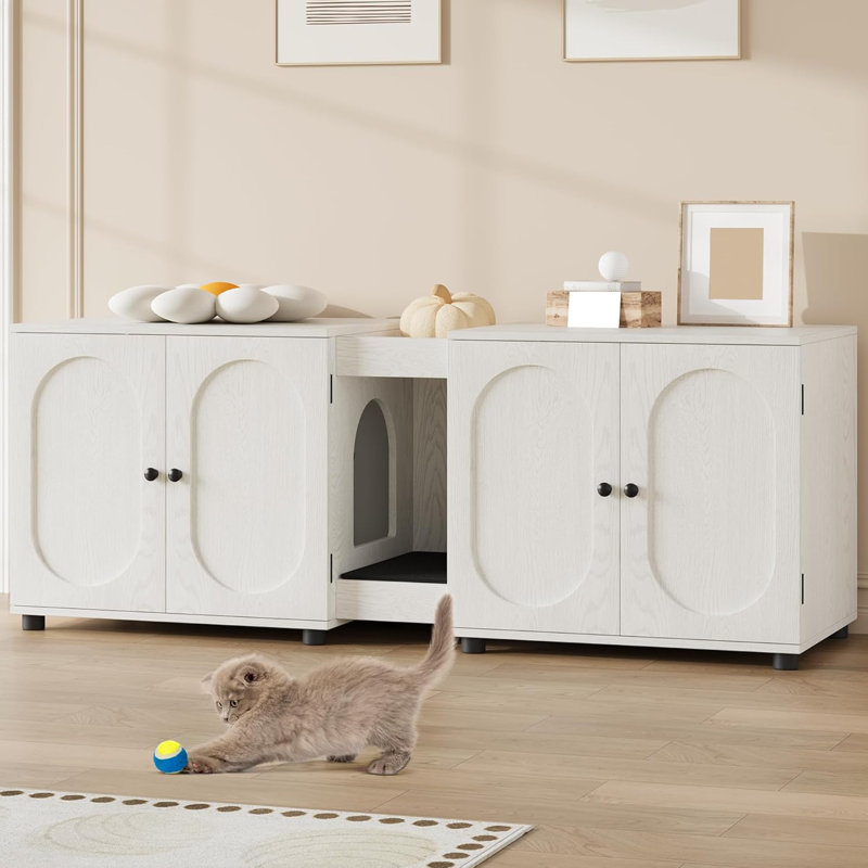 Double bac à litière avec matelas et rangement, armoire ventilée spacieuse pour un accès facile