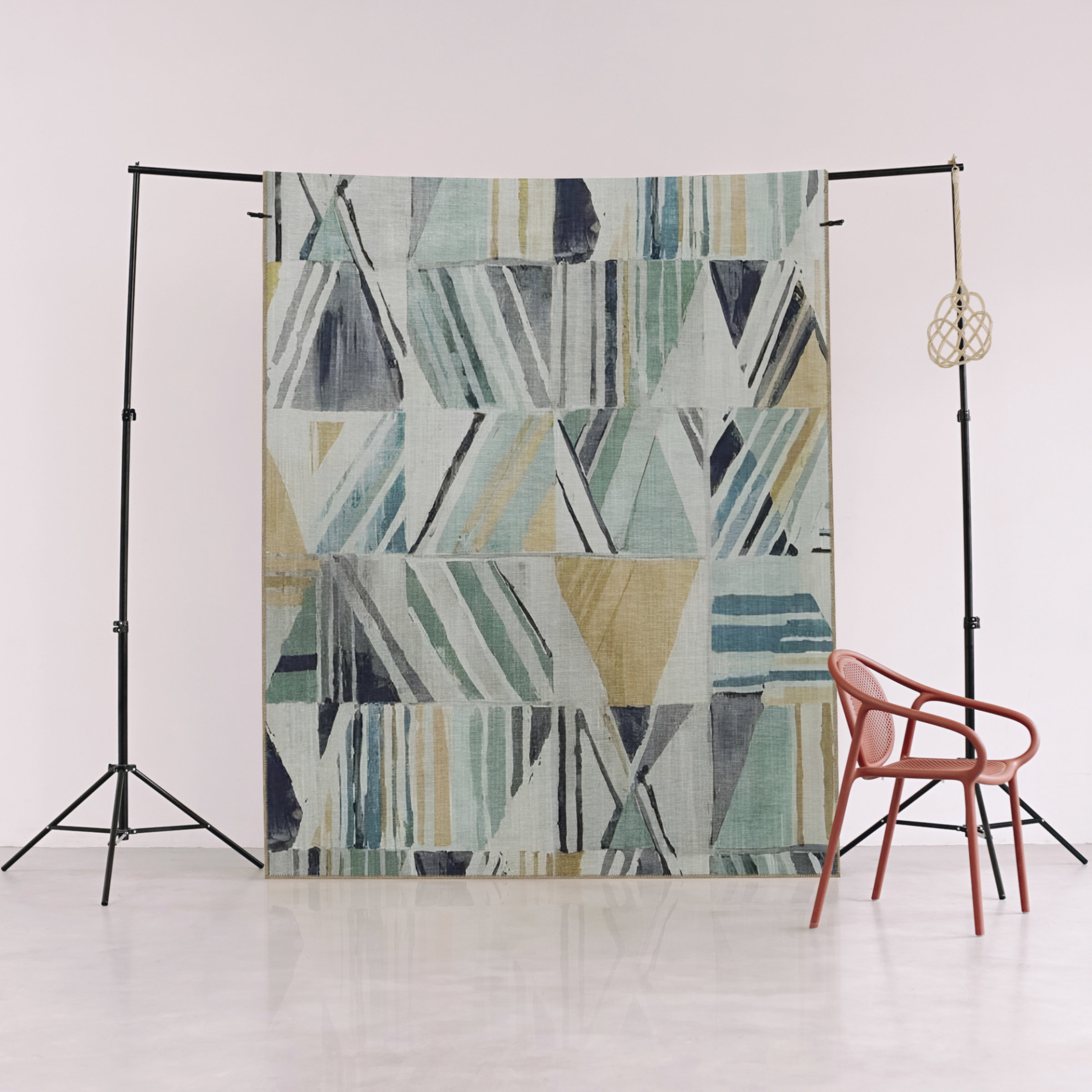 Latitude Run® Neola Digital Print Carpet Turquoise Grey Color Striped ...