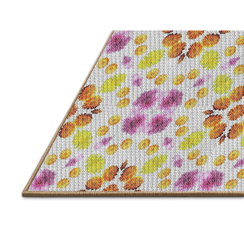 Tapis rose/brun tissé à la machine, Rectangle 5 pi x 8 pi
