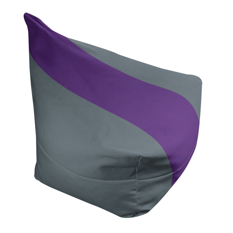 Sacramento Bean Bag Chair & Lounger, 31" x 38" x 42", Slate Gray/Purple/Slate Gray