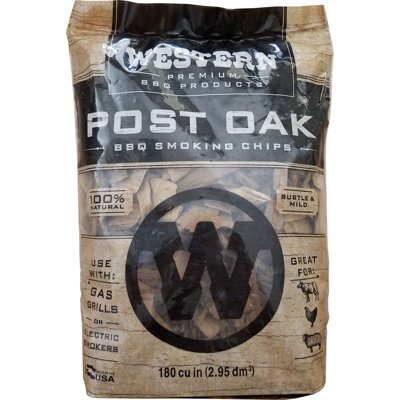 Western Premium BBQ Products Post Oak Barbecue Cooking Chips, 180 Cubic Inches