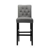 Full Back Bar Height Button Tufting Fabric Upholstered Bar Stools