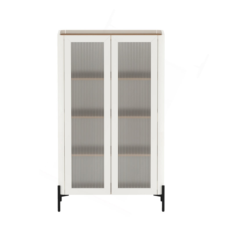 Bibliothèque en verre trempé 32 "Abbey (4 tablettes), Brun / Blanc