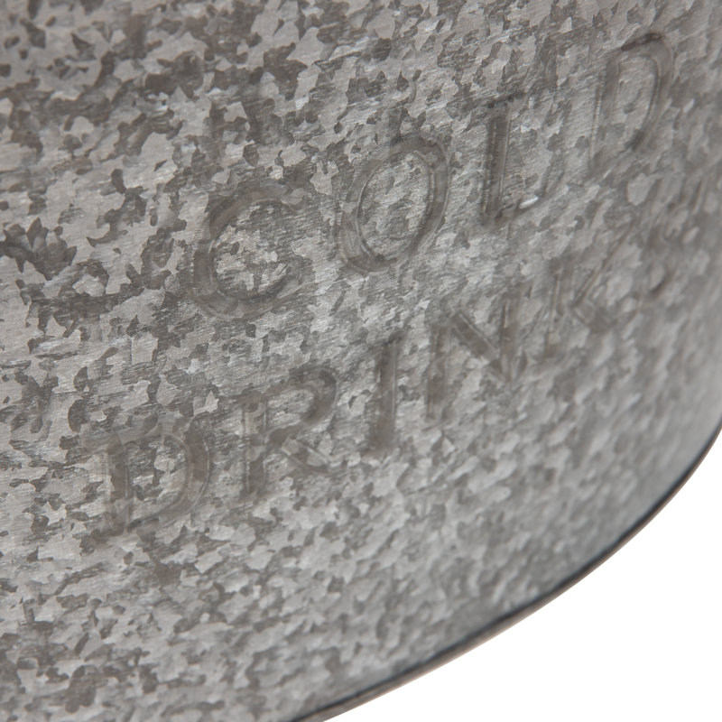 Large Silver Galvanized Steel Rustic Beverage Tub