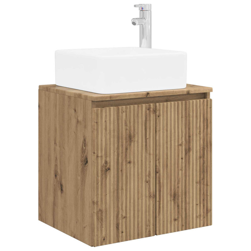 Single Bathroom Vanity with Ceramic Basin, Artisan Oak