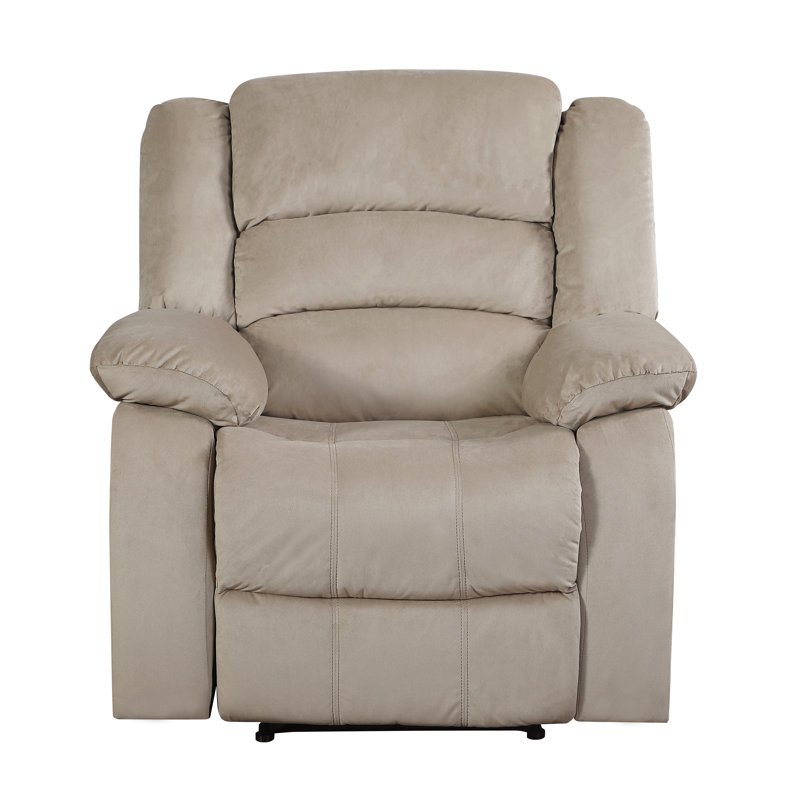Aum Upholstered Recliner, Beige Microfiber/Microsuede