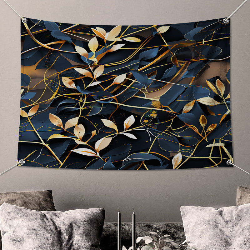Tapisserie murale feuilles - décoration murale florale, 50 po H x 60 po L avec 4 œillets