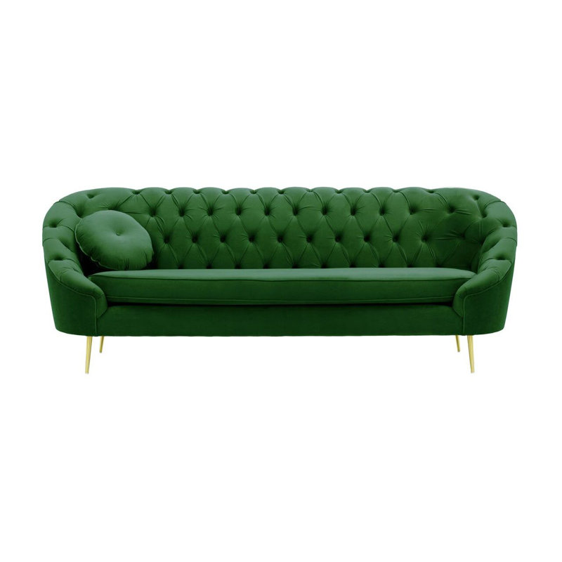 Avianah 3 Seater Velvet Sofa, Green
