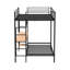 Matte Black Metal Full Over Twin Bunk Bed, Mesh Siding, Guardrails, And A Wood - Look Veneer Desk For Bedroom Use Function Workstation Twin, Featuring