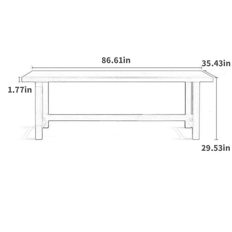 Cherry Solid Wood Dining Table, 35.43" W x 86.61" L
