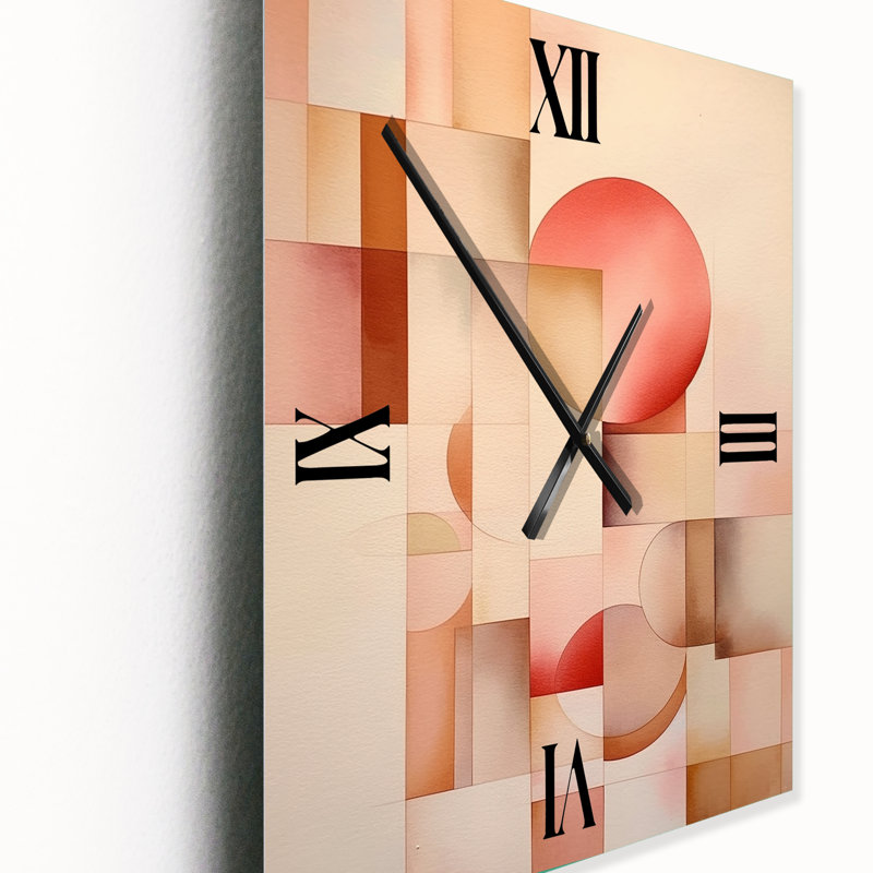 Horloge murale pêche et jaune Minimalist Harmony VII - Minimalisme, Grand