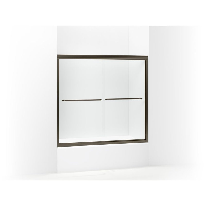 Finesse 57" x 55.75" Bypass Bath Door, Deep Bronze, Clear Glass