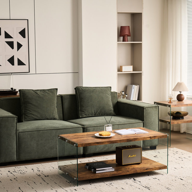 Table basse en verre trempé noyer, idéale pour ranger des collations et du café, convenant au bureau, petite table à thé brune avec bords lisses de 22,24 po de largeur, pouvant être utilisée comme bureau d'apprentissage, maison