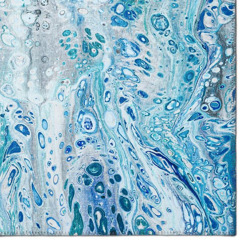 Chenille Washable Abstract Indoor / Outdoor Rug, Rectangle 9' x 12'