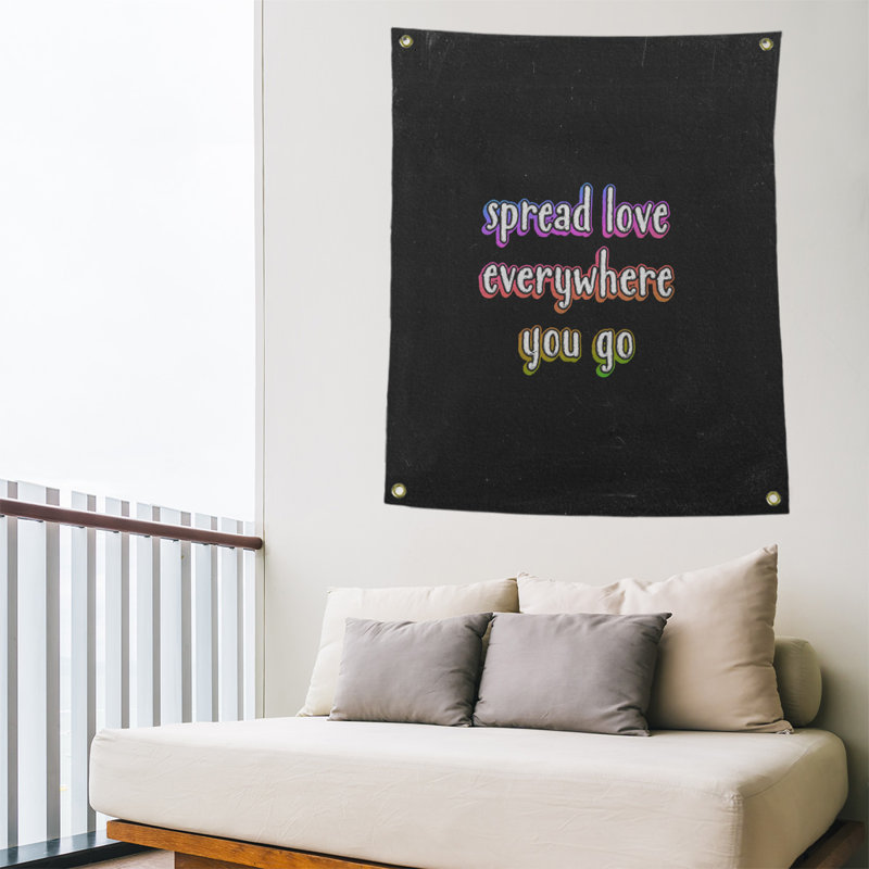 Tapisserie tableau noir en polyester spread quote, H 80 po x l 59 po, Arc-en-ciel