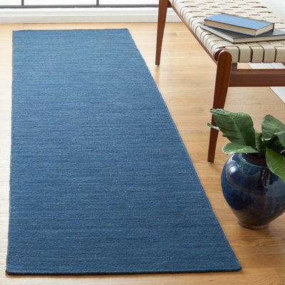Batum Hand Loomed Wool/Cotton Rug in Blue/Navy