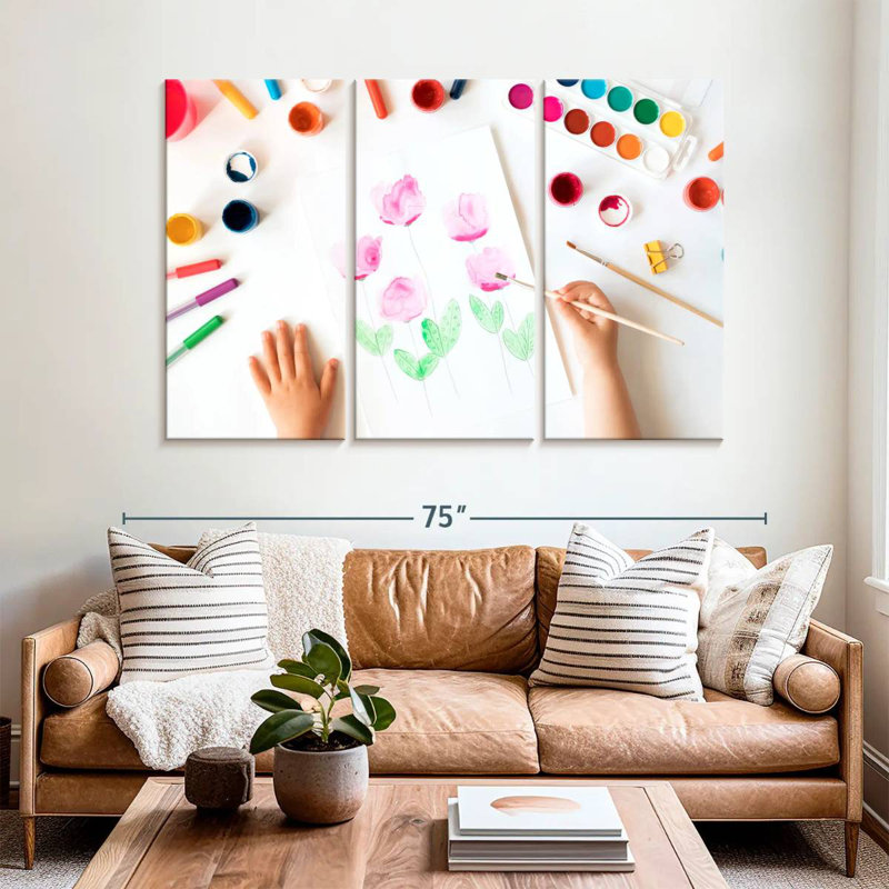 Peinture de Senne, fleur d'enfant, H 48 po x l 74 po