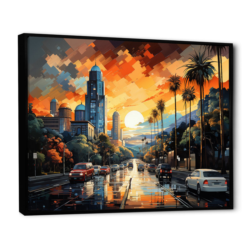 Pop Los Angeles II sur toile, Cadre flottant noir, H 30 po x l 40 po x P 1,5 po
