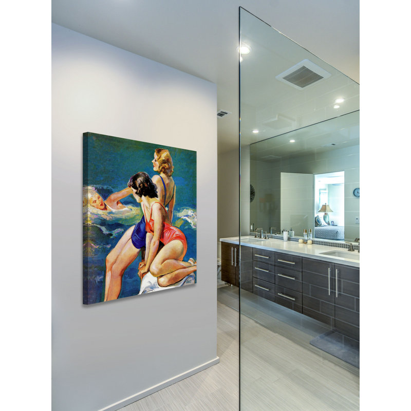 At the Pool Print on Wrapped Canvas, 36" H x 30" W