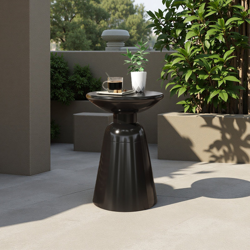 Outdoor Metal End Table -Large, Black