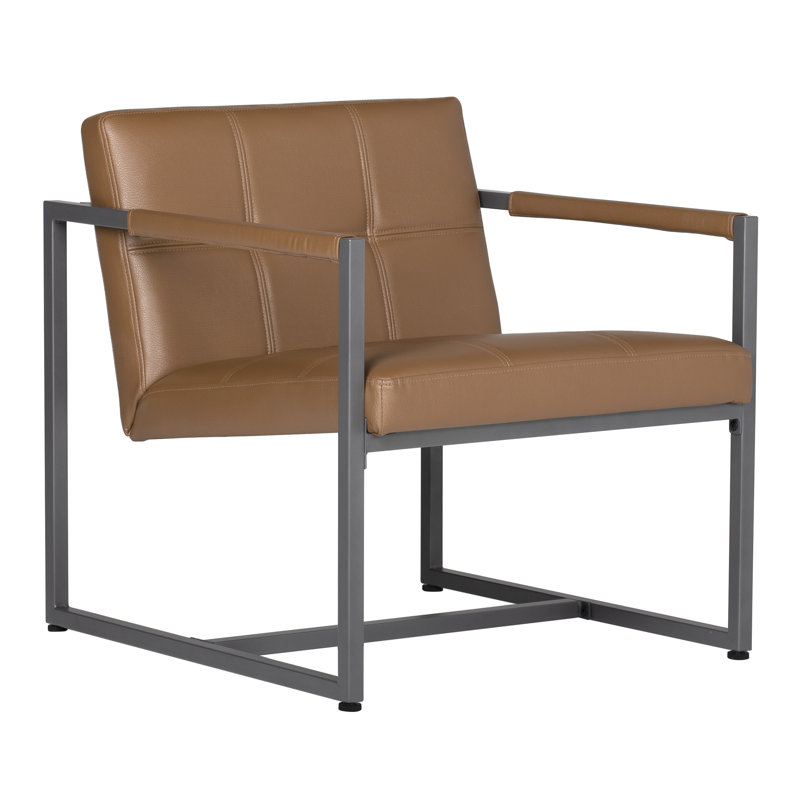 Fauteuil capitonné de 27,5 po de largeur Holbeach, Similicuir caramel
