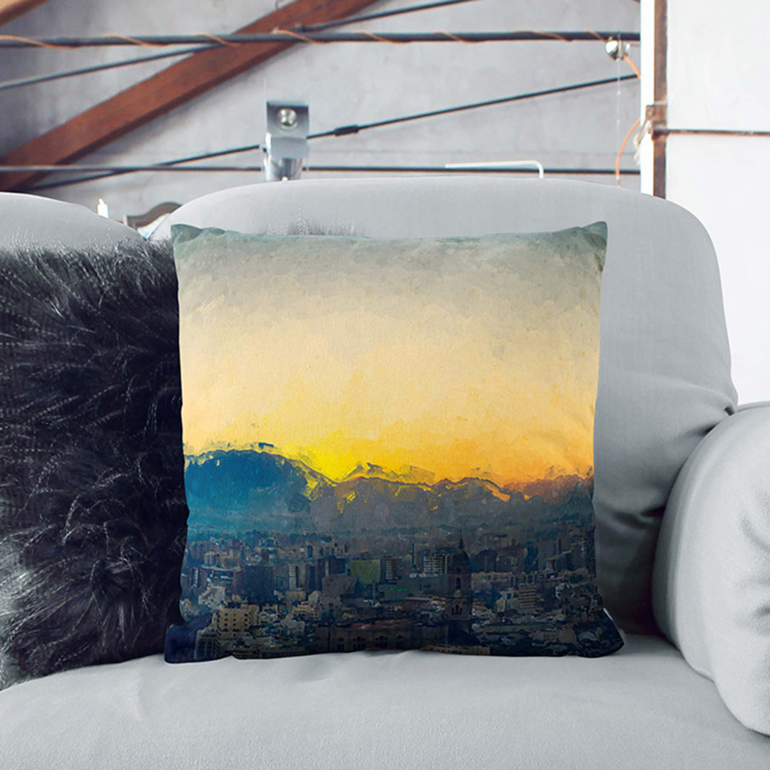 Sunset over Malaga in Spain Cushion with Filling