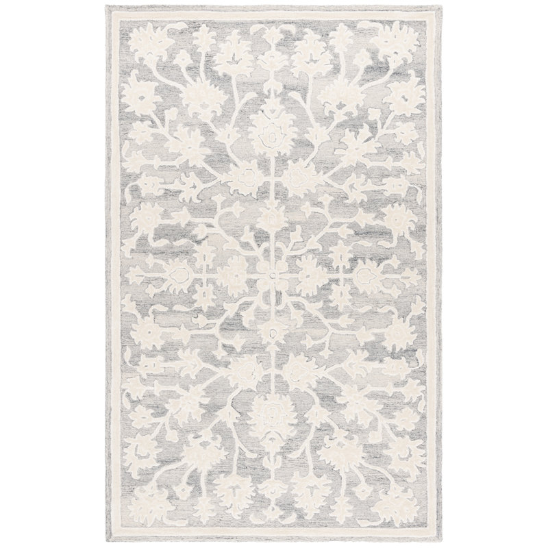 Redento Ebony Hand Tufted Wool Pile Oriental Rug, Rectangle 4' x 6'