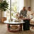 Modern Minimalist Nested Coffee Table Set - Marble Top & Open Storage (33.46" L)
