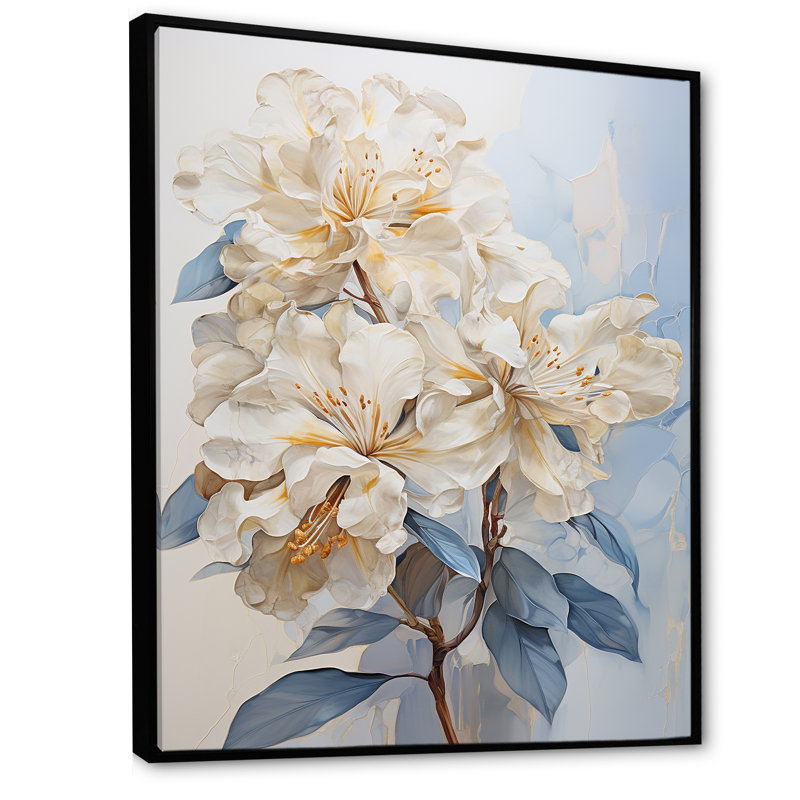 Impression sur toile de minimalisme Rhododendron III - Rhododendron, Cadre flottant noir, H 20 po x l 12 po