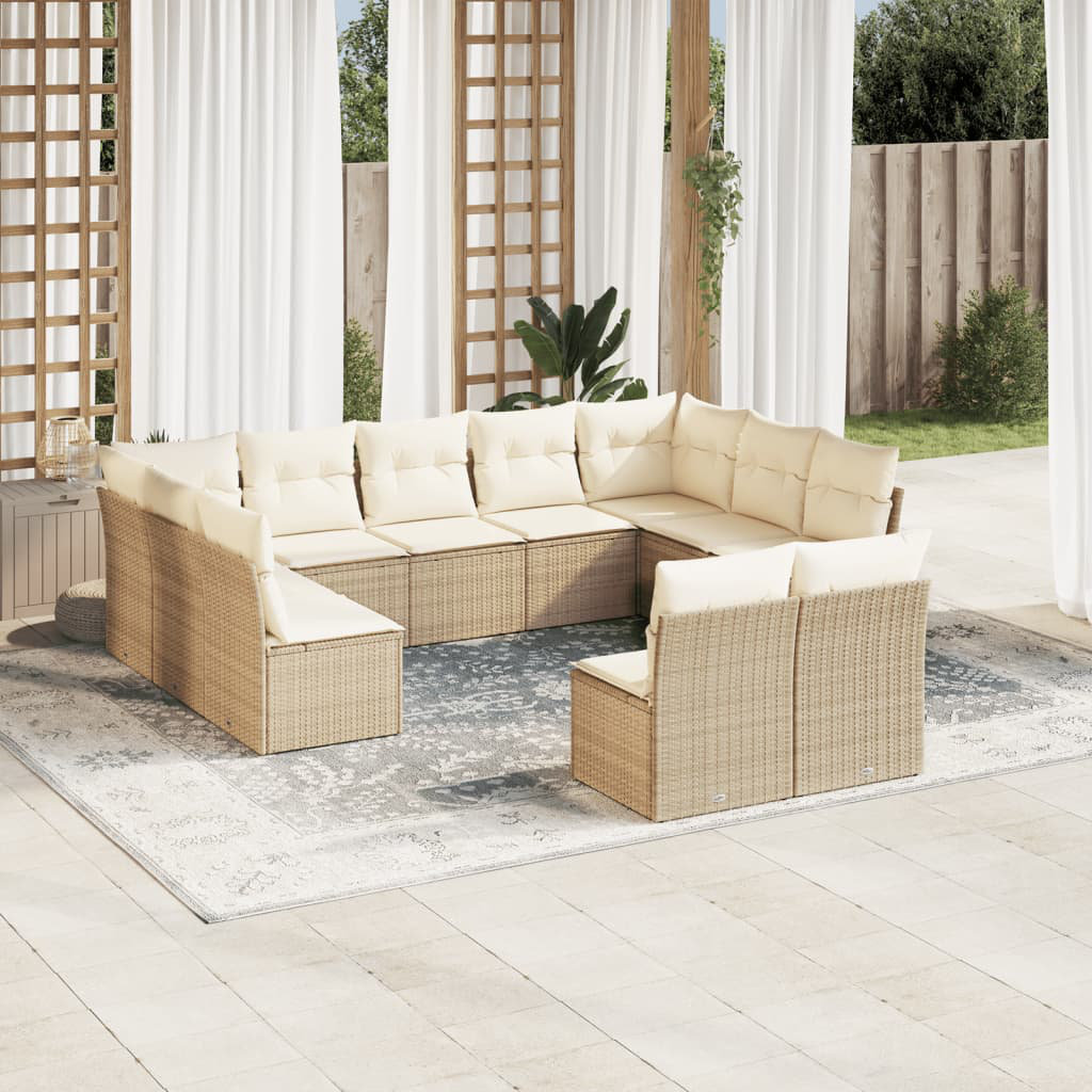 Vidaxl 11-Tlg. Garten-Sofagarnitur aus Polyrattan mit Kissen