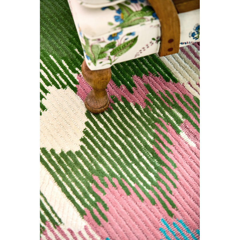 Wilderness Hand Tufted Wool/Viscose Abstract Area Rug in Peridot/Emerald, Rectangle 4'7" x 6'7"