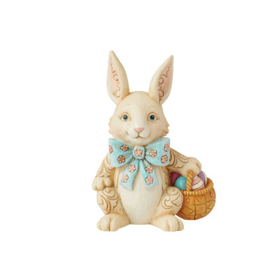 Jim Shore Heartwood Creek Easter Bunny with Bow Pint Figurine 5.16in