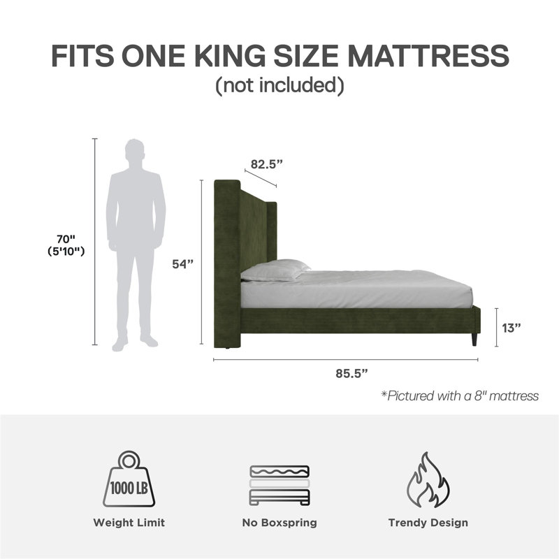 Birzer King Upholstered Wingback Bed | Stylish & Comfy