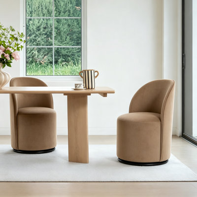 Ensemble de 6 chaises demi-tonneau de cuisine et de salle à manger rembourrées, chaise de salle à manger ronde moderne en velours de style Mid-Century, chaise d'appoint pour meuble-lavabo d'appoint sans pivot pivotant à 360 degrés pour le salon de la chambre à coucher