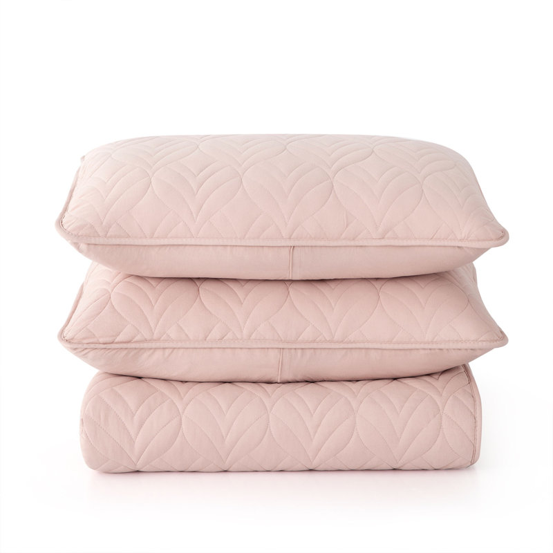 Ensemble de couvre-lit réversible en microfibre, Couvre-lit grand et 2 taies d'oreiller, Rose