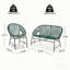 Outdoor Patio Wicker 3-Pcs Chat Set, Teal Pe Rattan & Iron Frame