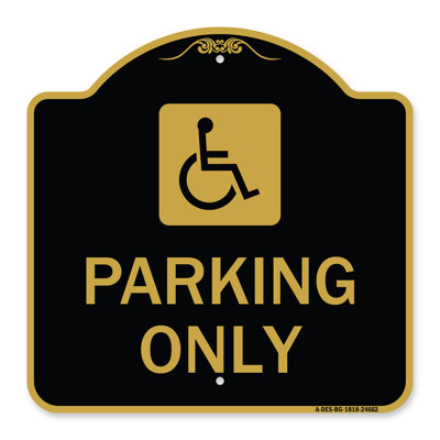 Enseigne Signmission Designer Series seulement (symbole accessible) | Enseigne architecturale noire et dorée en aluminium de gros calibre 18 po x 24 po | Protégez votre entreprise | Fabriqué aux États-Unis