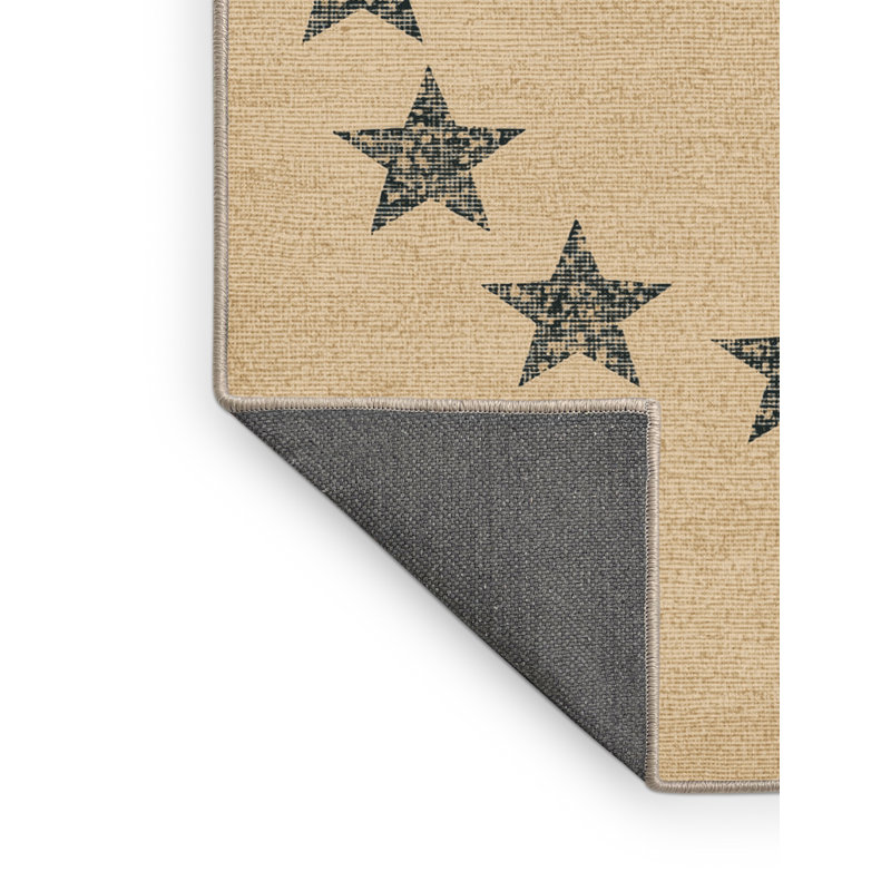Soft Plush Espinal July 4Th Modern & Contemporary Abstract Area Rug in Brown – Beige Binding, 2x4