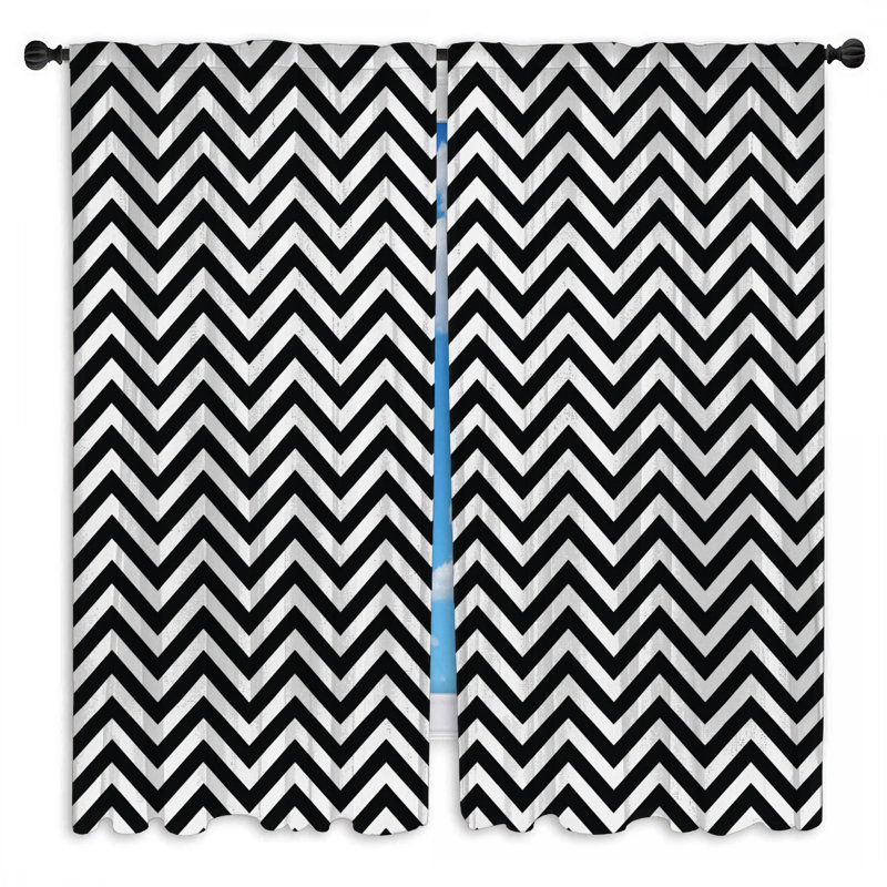 Rideaux obscurcissant noir et blanc à chevrons obscurcissant - 2 panneaux, 80 po x 52 po - 2 panneaux