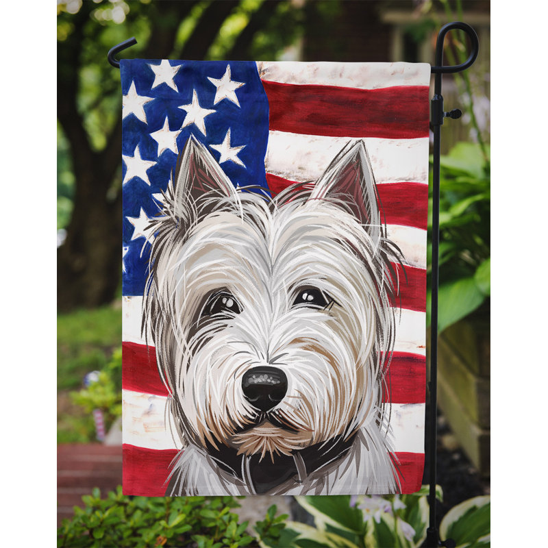 Polyester à 2 côtés 15 x 11 po drapeau de jardin, Terrier des Highlands de l'Ouest blanc