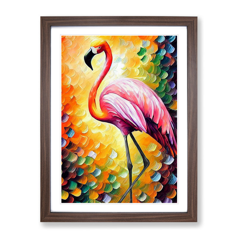 Flamingo Portrait No.2 - Framed Print, 64cm H x 46cm W, Brown