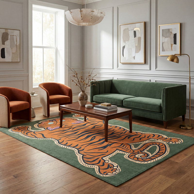 Tapis lavable à motif tigre sauvage de Society6, Rectangle 7'6" x 9'6"
