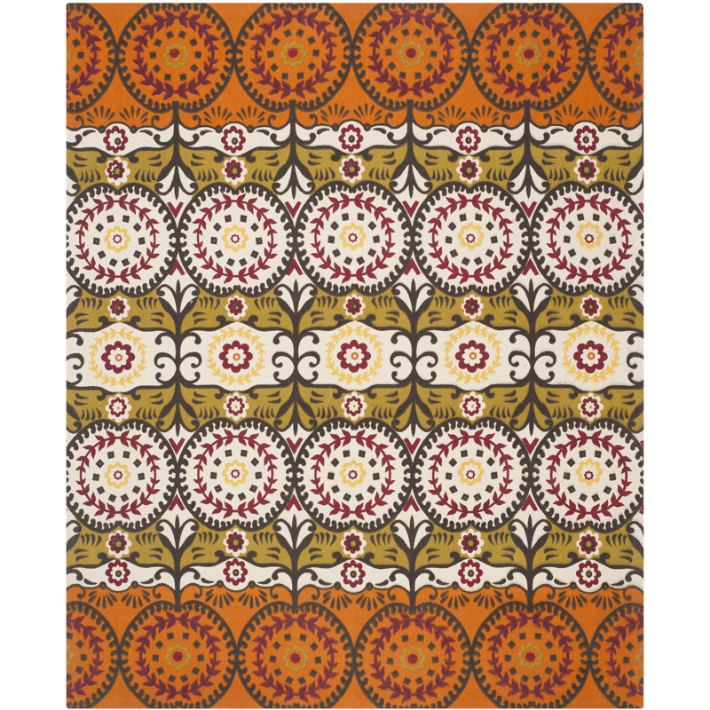 Allison Cedar Brook Hand Loomed Cotton Floral / Flower Rug, Rectangle 7'3" x 9'3"